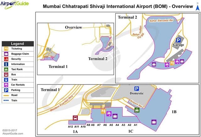 Mappa del terminal dell'aeroporto di Mumbai - Bombay