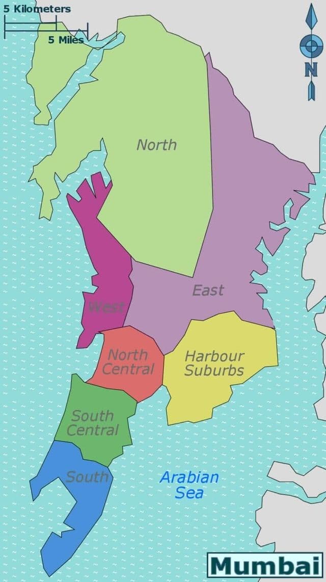 Mappa dei quartieri di Mumbai - Bombay