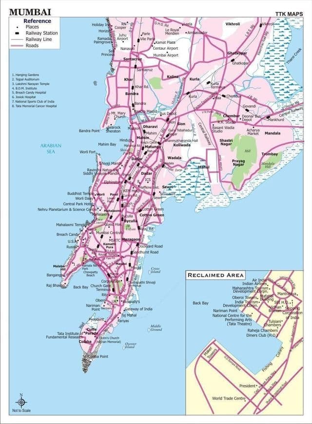 Mappa dei trasporti di Mumbai - Bombay