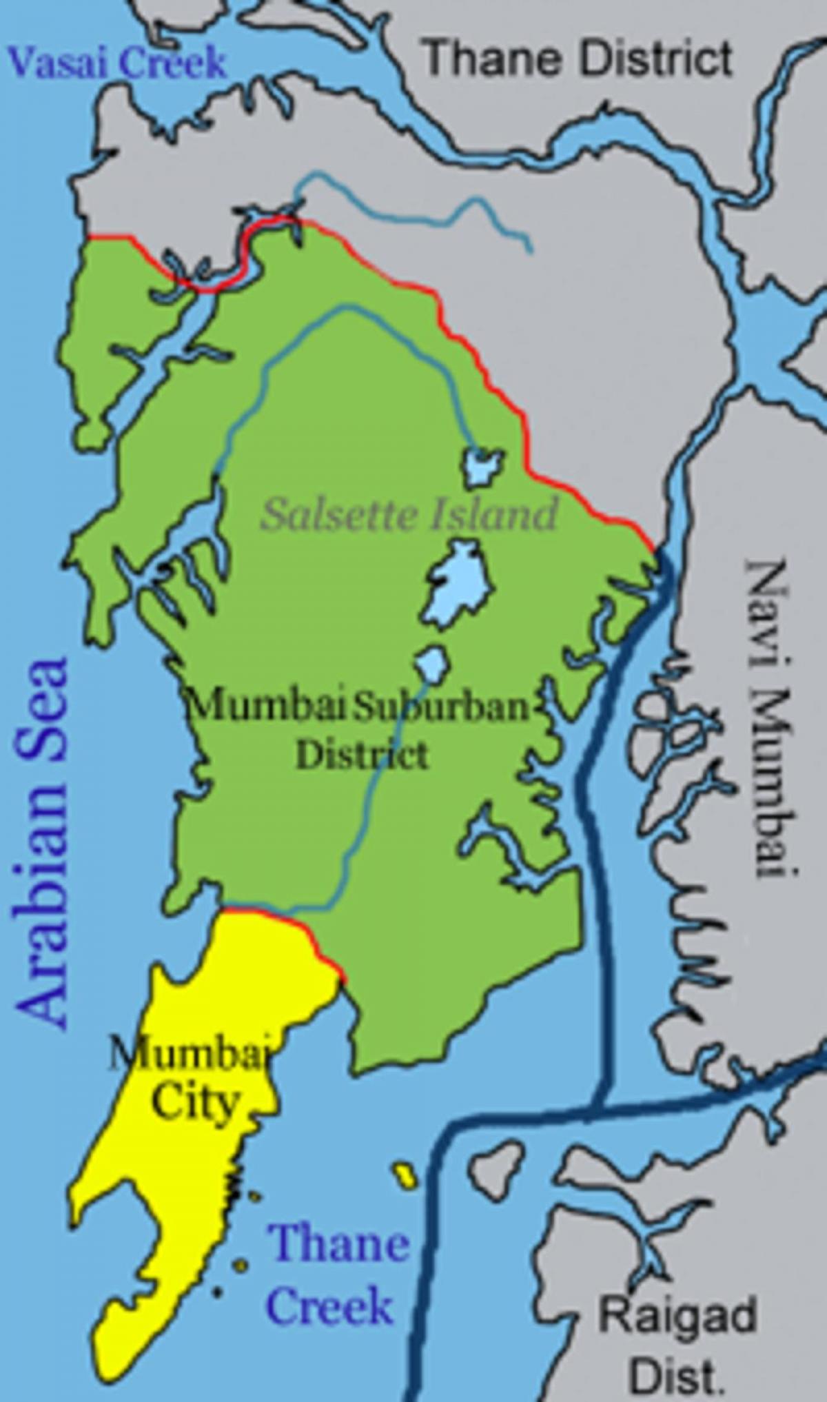Mappa del distretto di Mumbai - Bombay