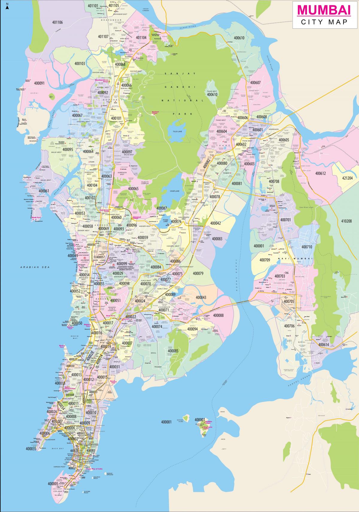 Mappa della città di Mumbai - Bombay