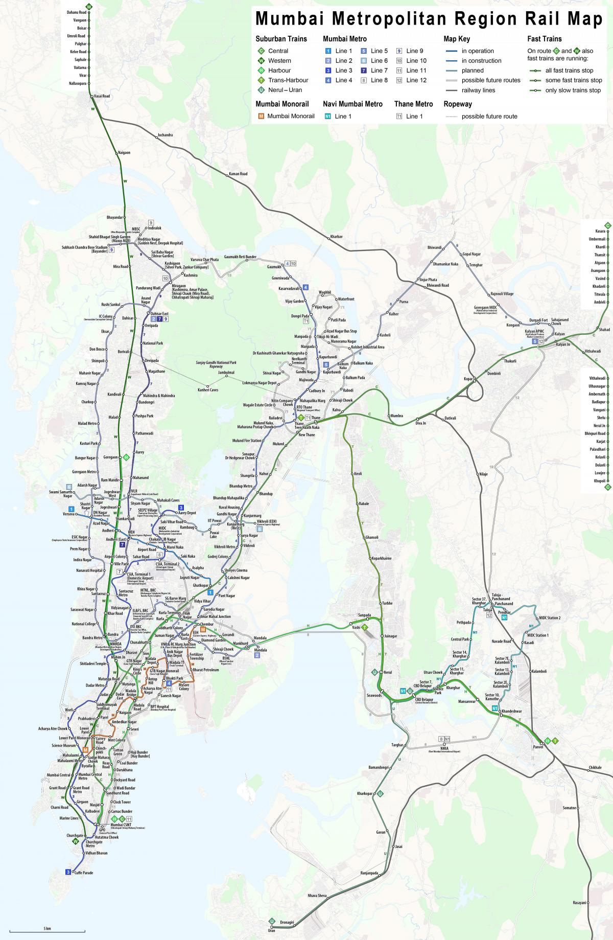 Mappa delle stazioni ferroviarie di Mumbai - Bombay