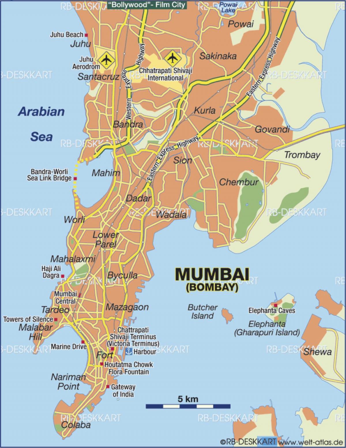 Mappa degli aeroporti di Mumbai - Bombay