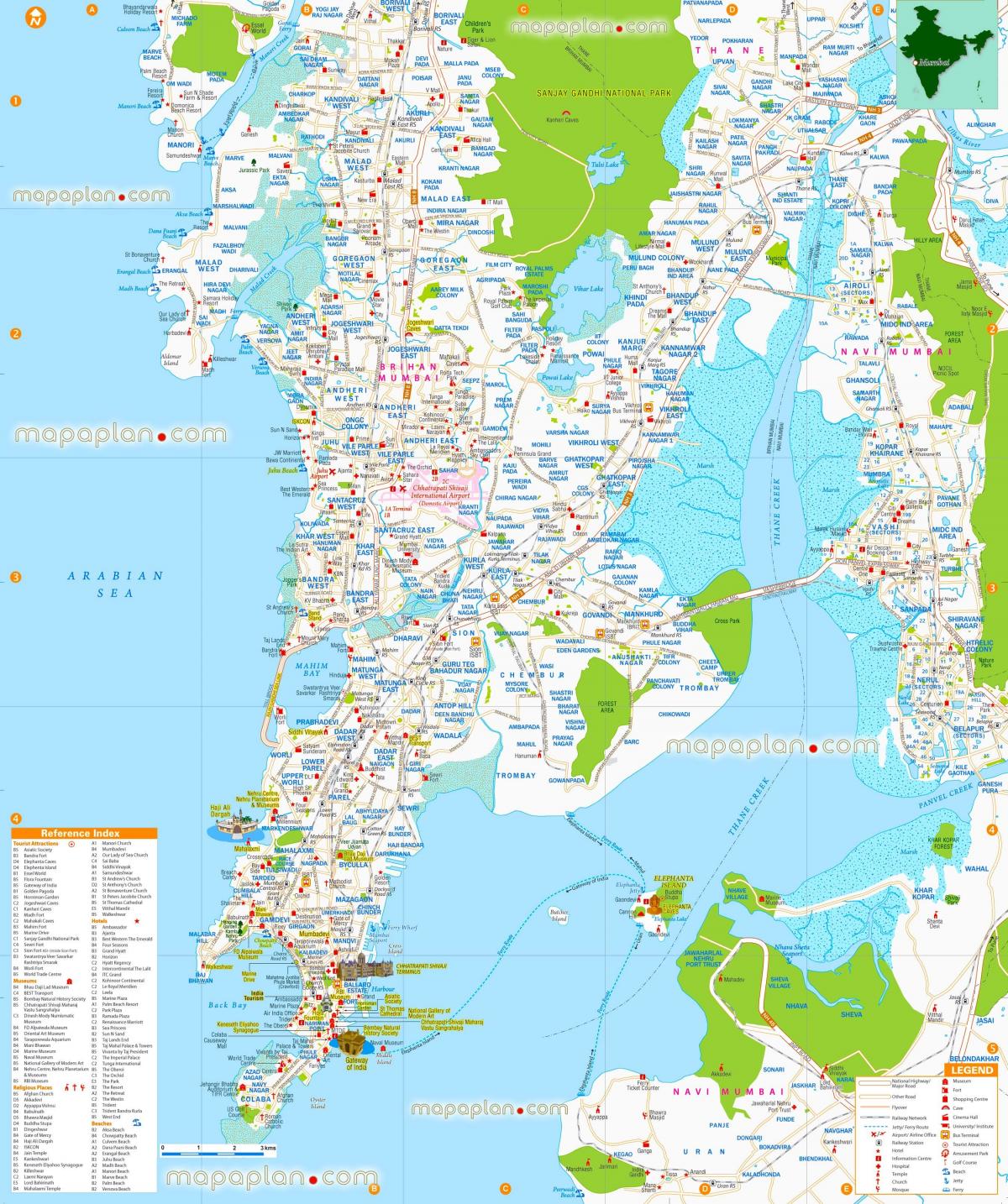 Mappa turistica di Mumbai - Bombay